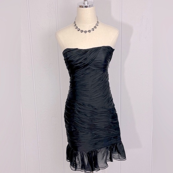 Halston Heritage - Zoe Black Strapless Silk Cocktail Party Dress - Sz 2 - NWOT - Picture 4 of 11